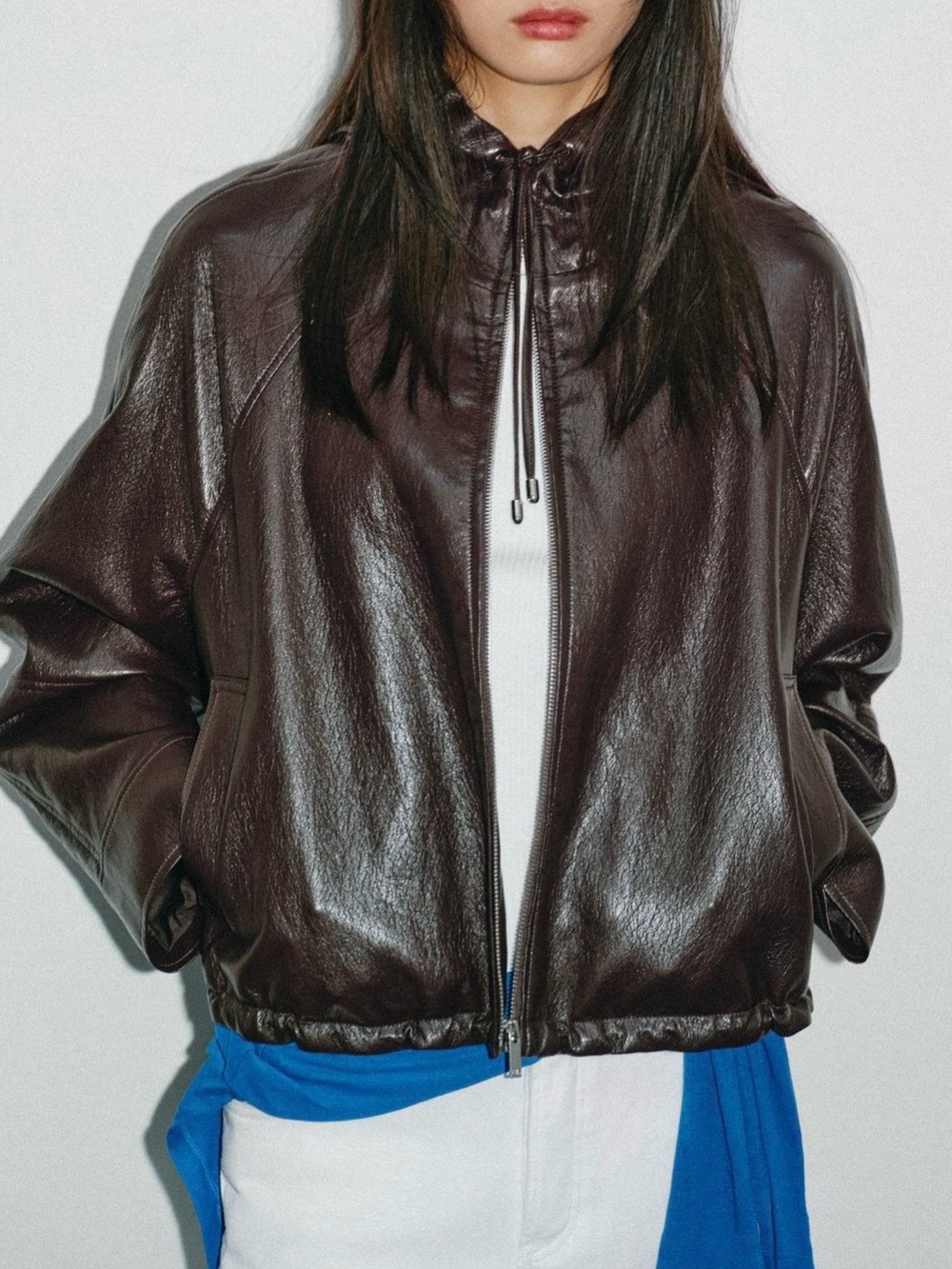 Zara Brown Faux Leather Hooded Jacket. Size XL. Brand new!